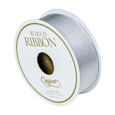 Silver Metallic Wired Grosgrain Ribbon - 6 Yard Spool