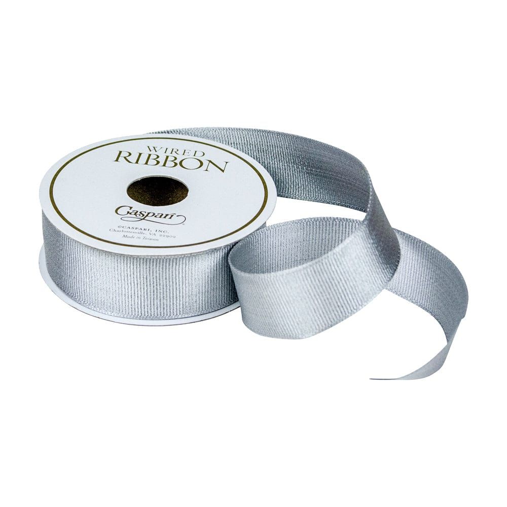 Silver Metallic Wired Grosgrain Ribbon - 6 Yard Spool