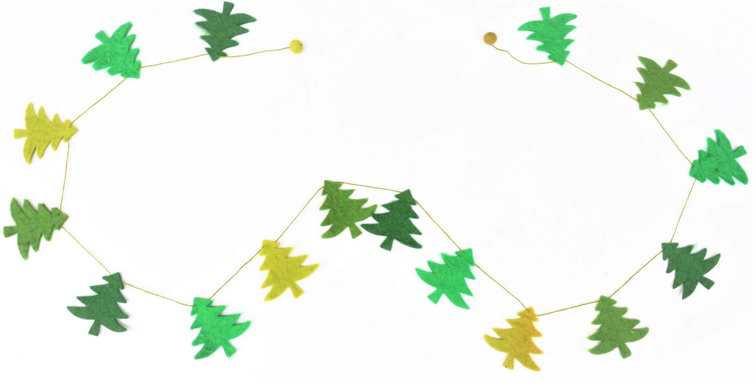 Green Christmas Tree Felt Garland - 6 ft