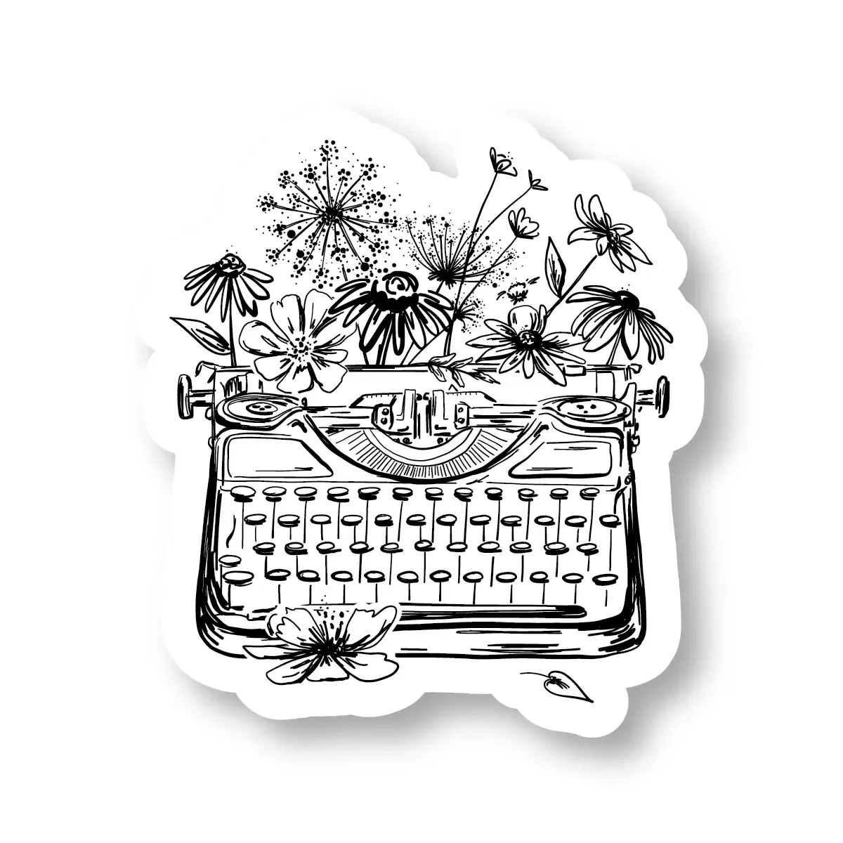Flourish Floral Typewriter Sticker