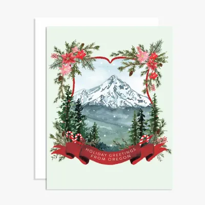 Mint Mt Hood Oregon Christmas Crest Holiday Greeting Cards (box of 5)