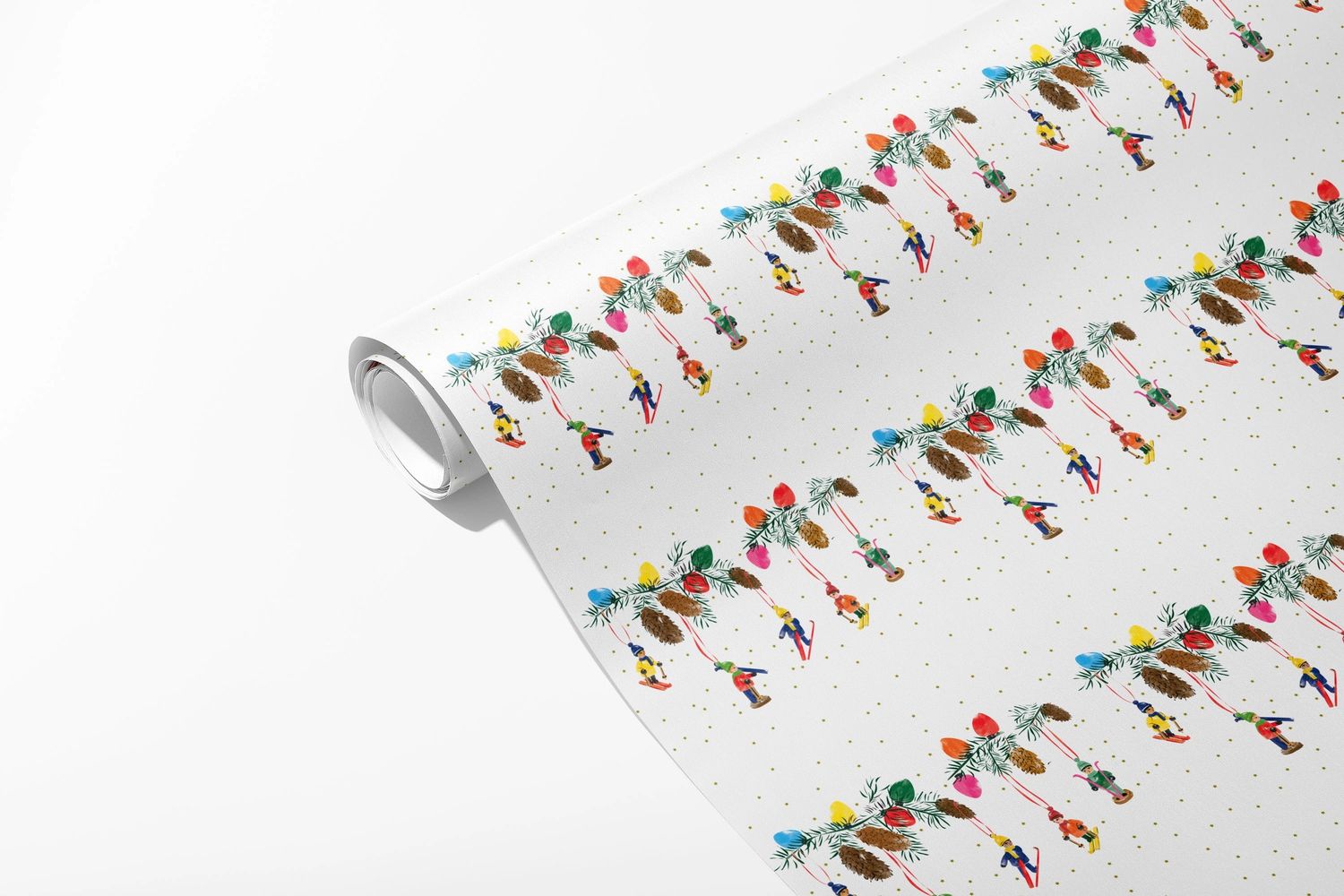 Skiers Ornaments Holiday Wrapping Paper Roll