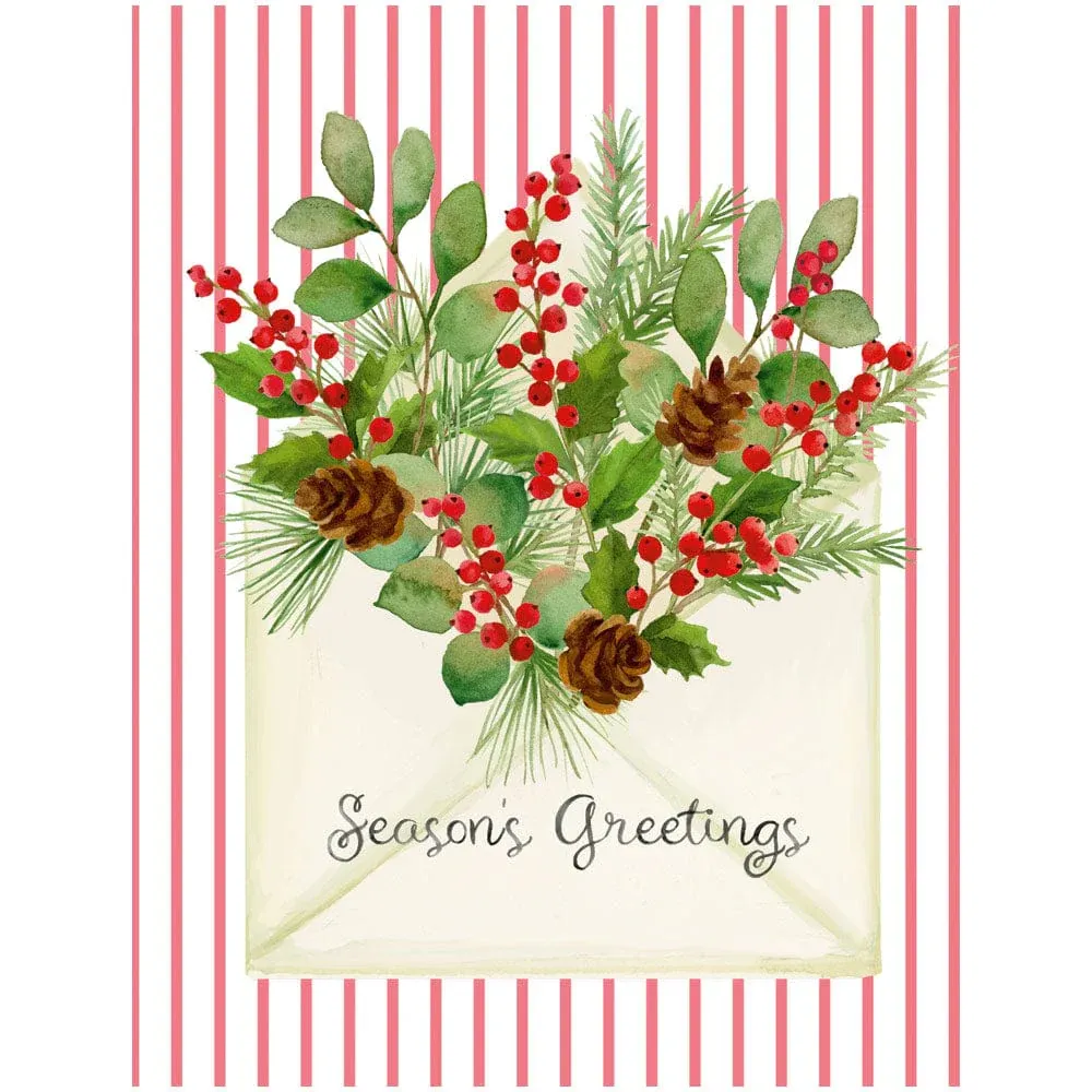 Season&#39;s Greetings of Greenery Classic Christmas Cards (box of 15)