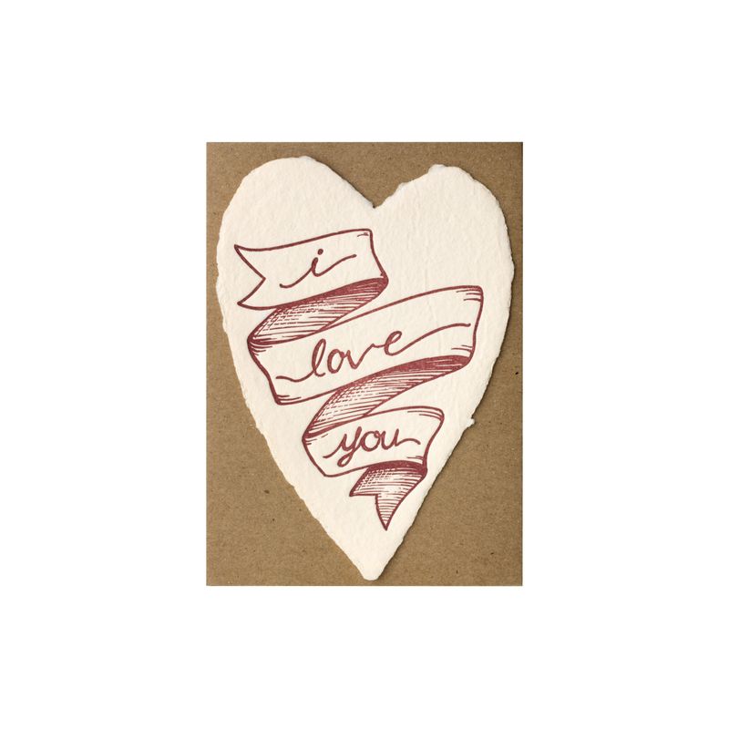 I Love You Heart Letterpress Flat Note Card