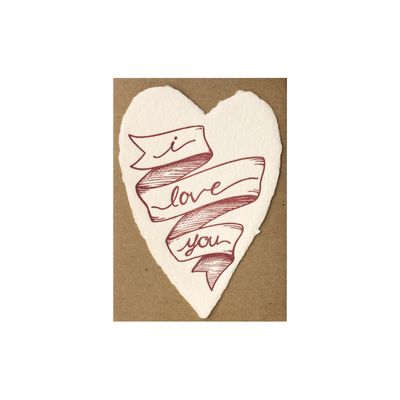 I Love You Heart Letterpress Flat Note Card