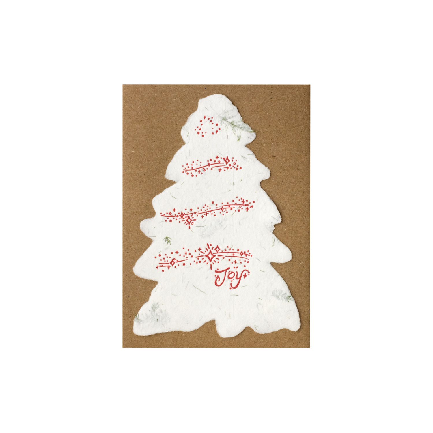Joy Evergreen Tree Letterpress Flat Note Card