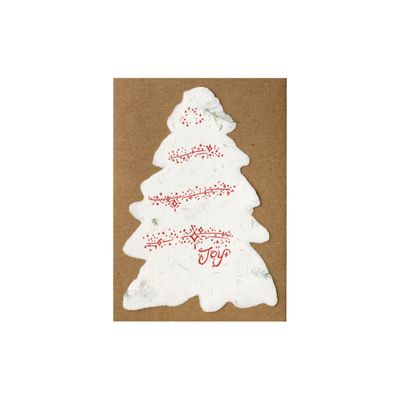 Joy Evergreen Tree Letterpress Flat Note Card