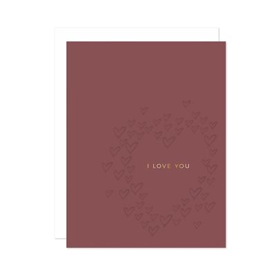 Gathered Hearts I Love You Letterpress Card