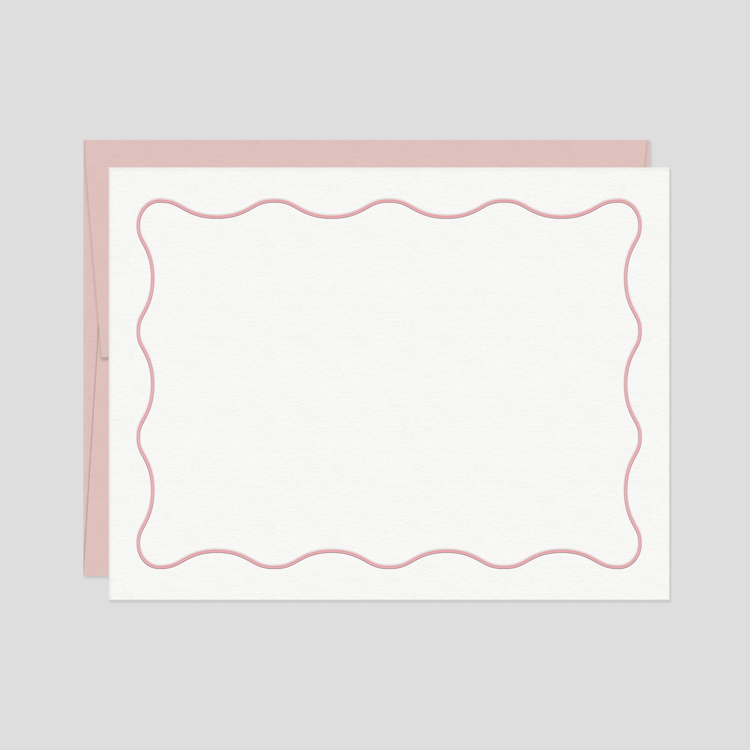 Dusty Rose Wavy Border Letterpress Notes (box of 6)