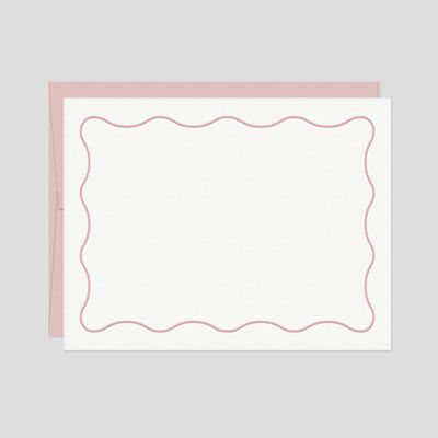 Dusty Rose Wavy Border Letterpress Notes (box of 6)
