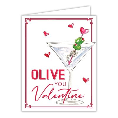 Olive You Martini Handpainted Valentine's Card