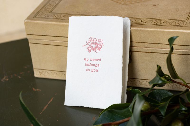 My Heart Tender Note Letterpress Greeting Card