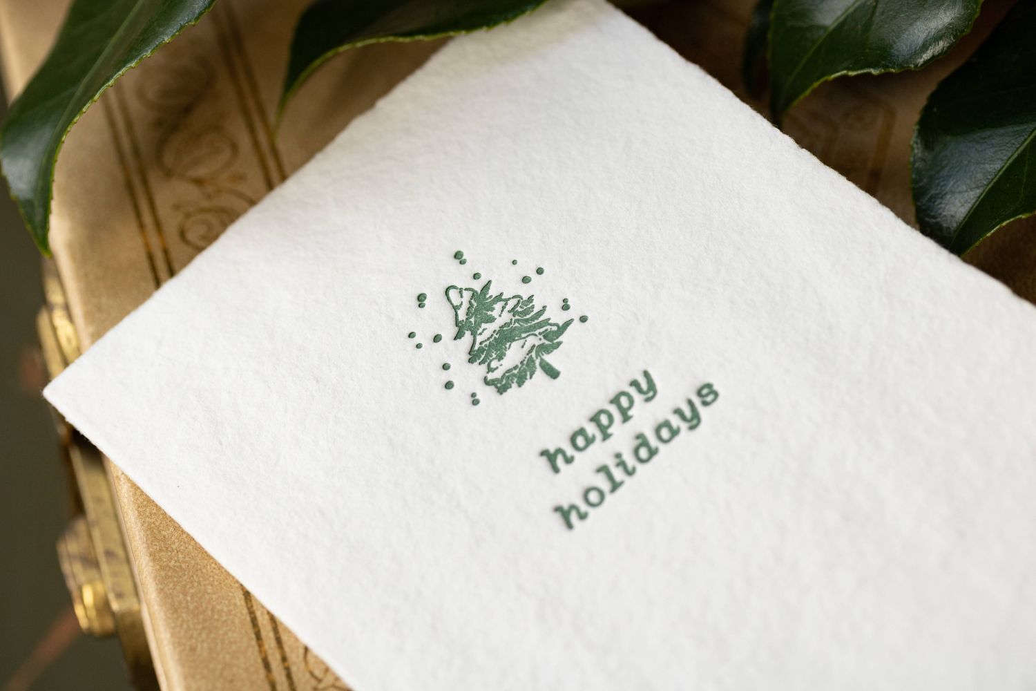 Snowy Pine Happy Holidays Tender Note Letterpress Greeting Cards (box of 6)