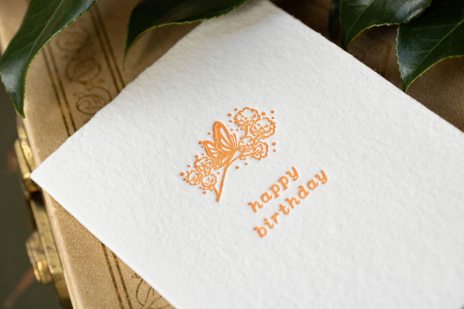 Happy Birthday Butterfly Tender Note Letterpress Greeting Card