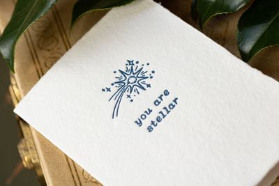 Oblation Stellar Shooting Star Tender Note Letterpress Card