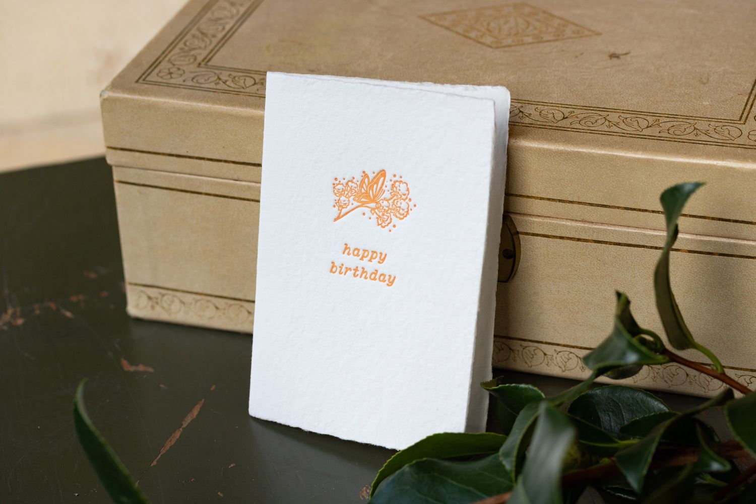 Oblation Happy Birthday Butterfly Tender Note Letterpress Card