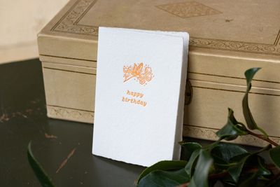 Oblation Happy Birthday Butterfly Tender Note Letterpress Card