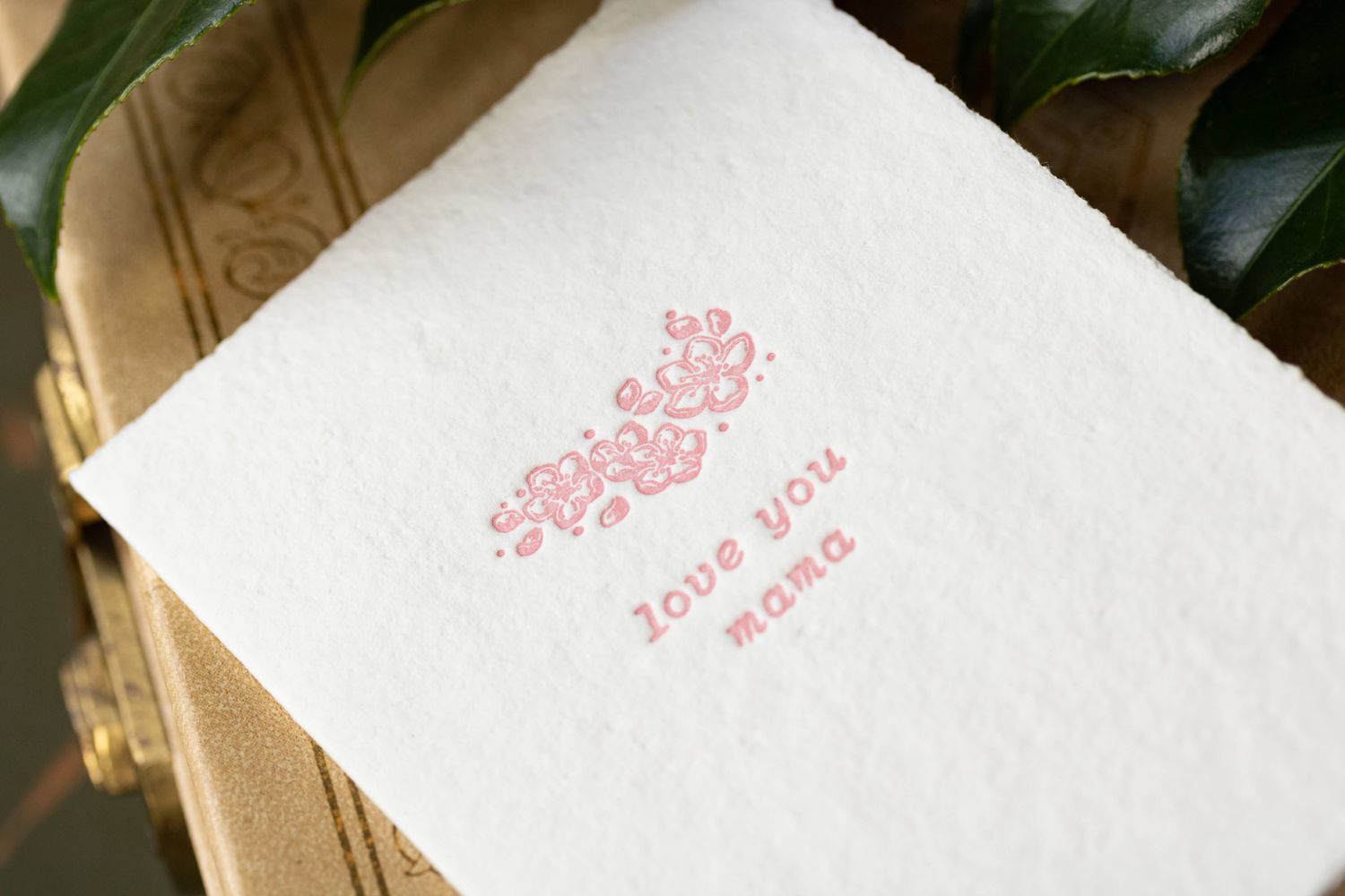 Love You Mama Blossom Tender Note Letterpress Greeting Card