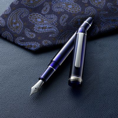 Platinum #3776 Century Chartes Blue &amp; Rhodium Fountain Pen