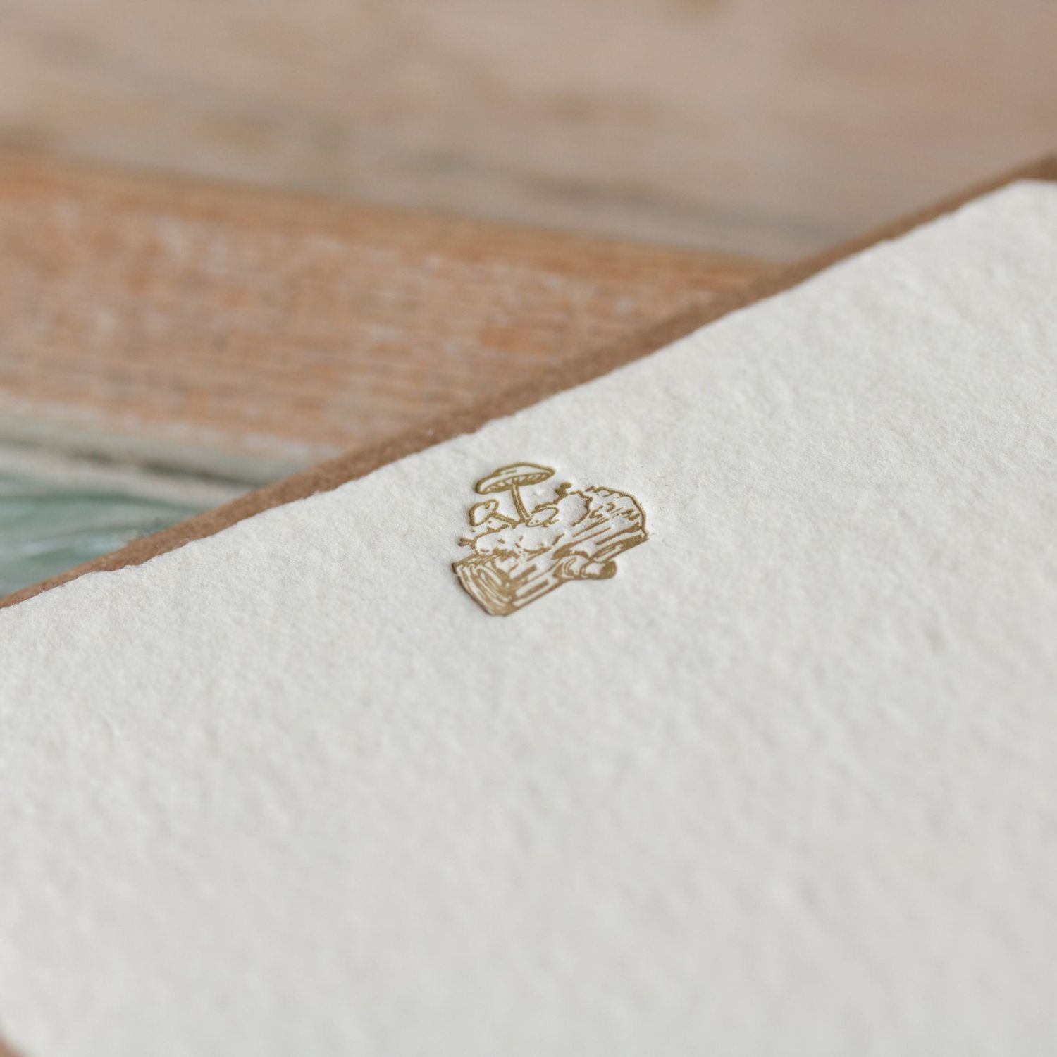 Mushroom Handmade Paper Deckled Letterpress Note