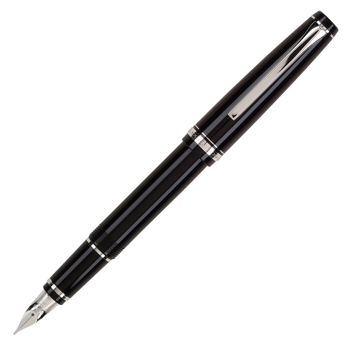 Pilot Falcon Resin Black &amp; Rhodium Fountain Pen