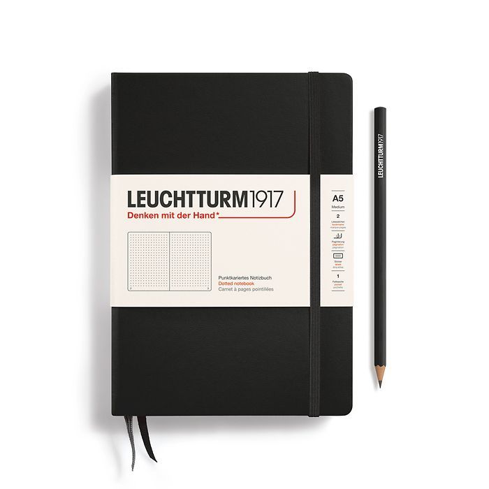 Leuchtturm1917 - A5 Hardcover Notebook - Black, Ruling: Dot