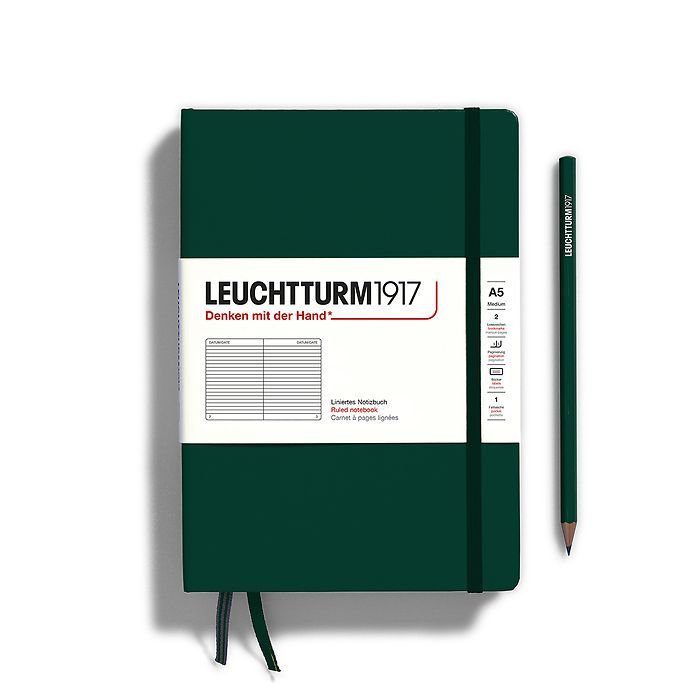 Leuchtturm1917 - A5 Hardcover Notebook - Forest Green, Ruling: Ruled