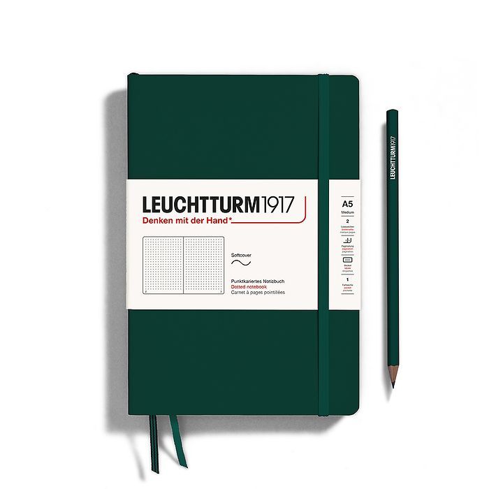 Leuchtturm1917 A5 Medium Softcover Notebook - Forest Green, Ruling: Dot