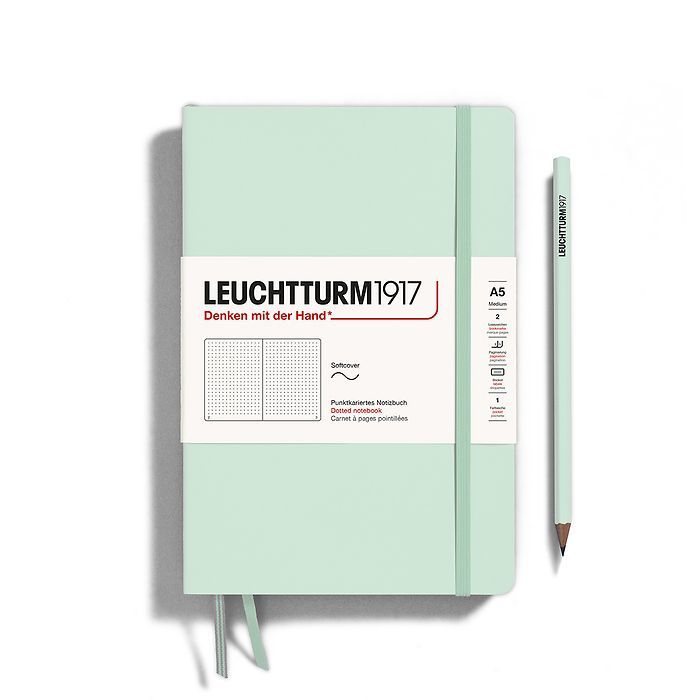 Leuchtturm1917 A5 Softcover Notebook - Mint Green, Ruling: Dot Grid