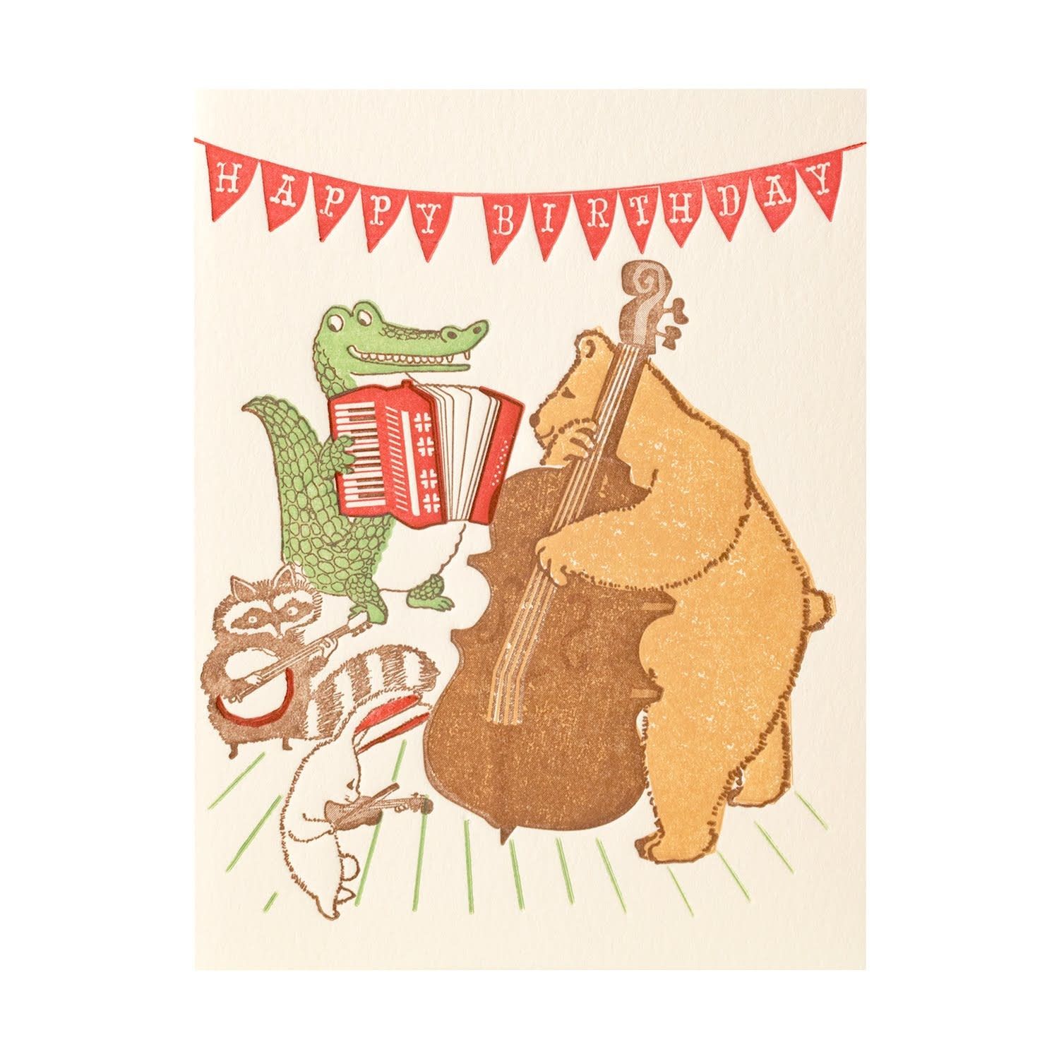 Animal Band Birthday Letterpress Card
