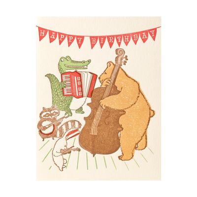 Animal Band Birthday Letterpress Card