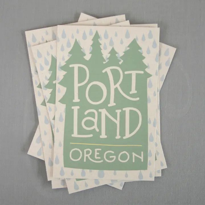Portland Oregon Rain Postcard