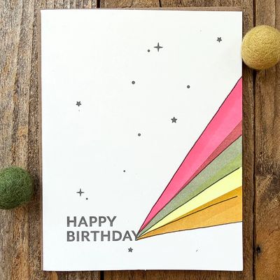 Happy Birthday Rays Letterpress Card