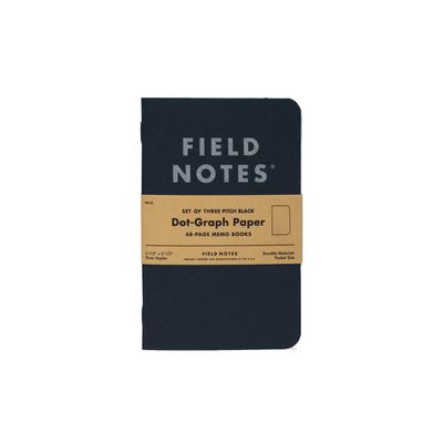 Field Notes Pitch Black 3-pk Dot Graph Sm