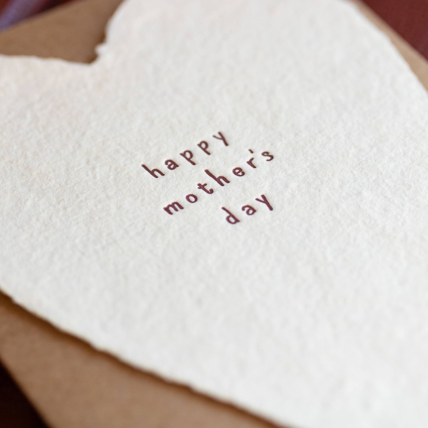 Happy Mother's Day Greeted Heart Letterpress Card