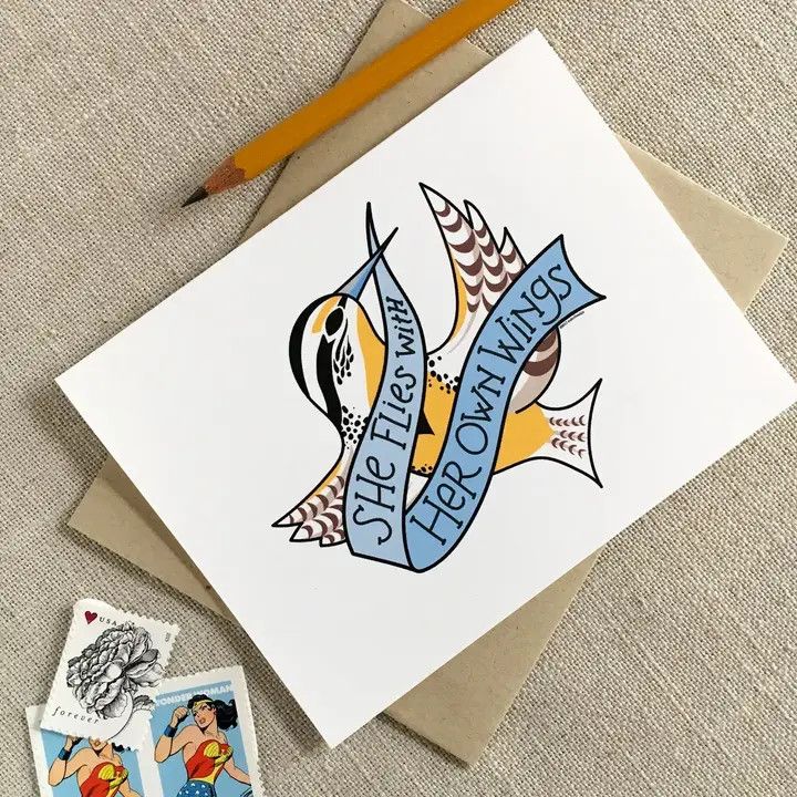 She Flies with Her Own Wings Note Card