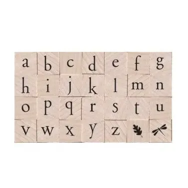 Printer's Type Lowercase Alphabet Woodblock Stamp Set