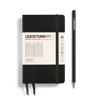 Leuchtturm1917 - A6 Pocket Hardcover Notebook - Black, Ruled