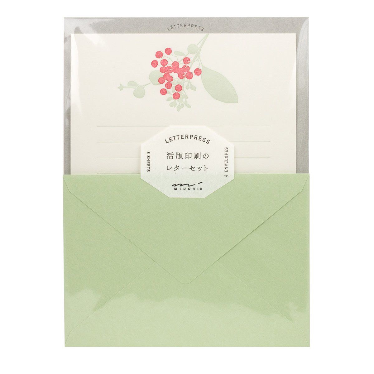 Midori MD Letter Set 460 Letterpress Bouquet Red