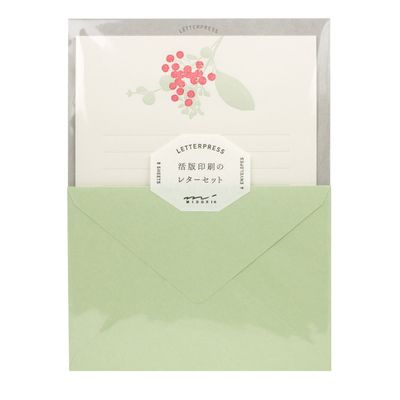 Midori MD Letter Set 460 Letterpress Bouquet Red