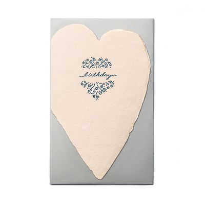 Birthday Blush Letterpress Heart Card