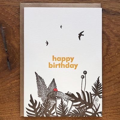 Ladybug Forest Letterpress Birthday Card