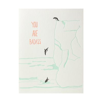 Badass Penguins Letterpress Card