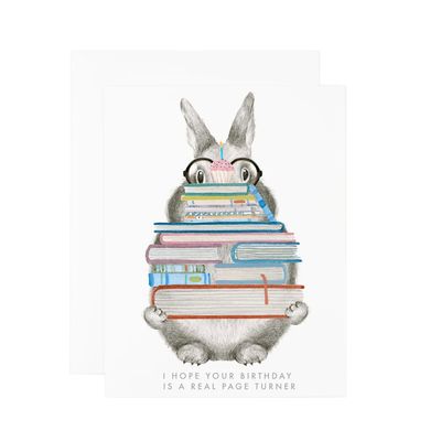 Page Turner Bunny Birthday Card
