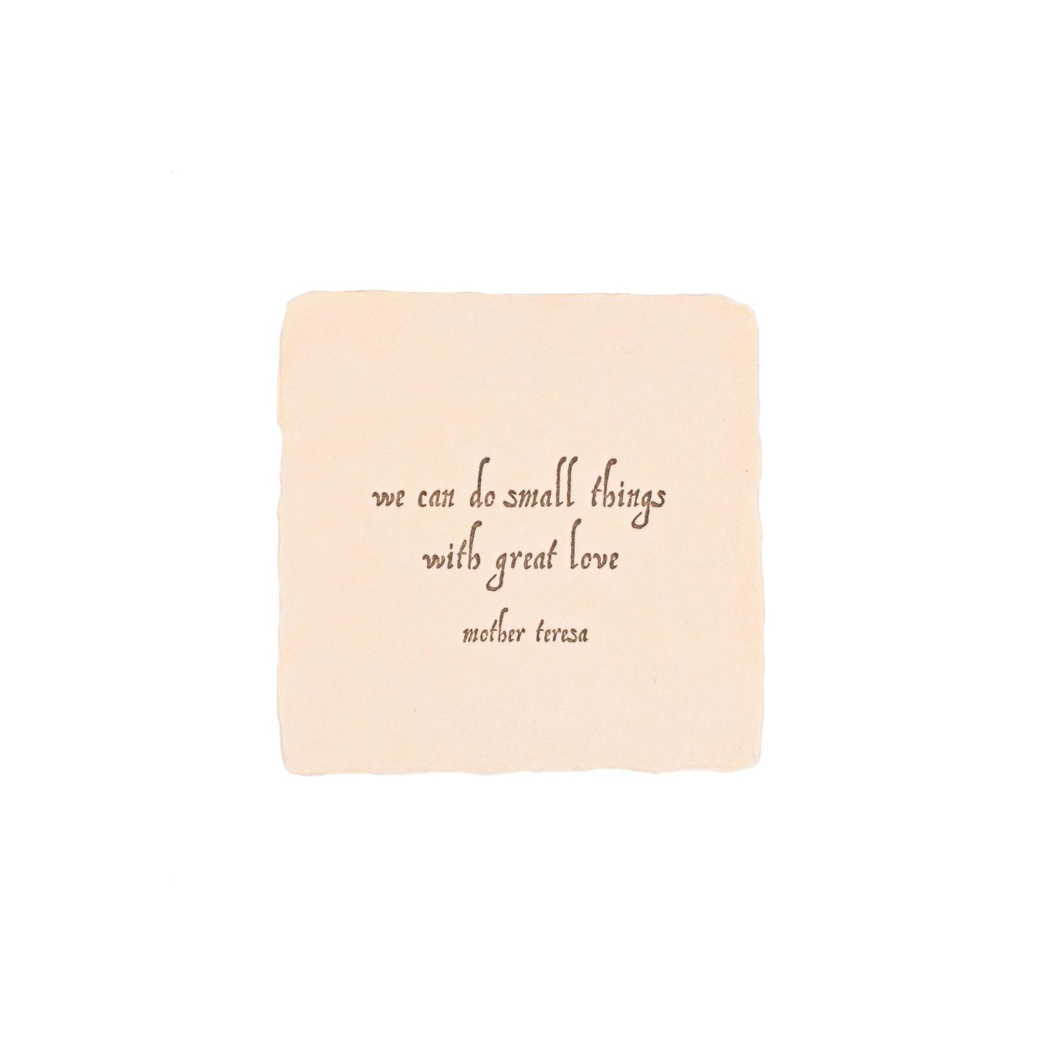 Mother Teresa Quote Blush Petite Wish Letterpress Enclosure