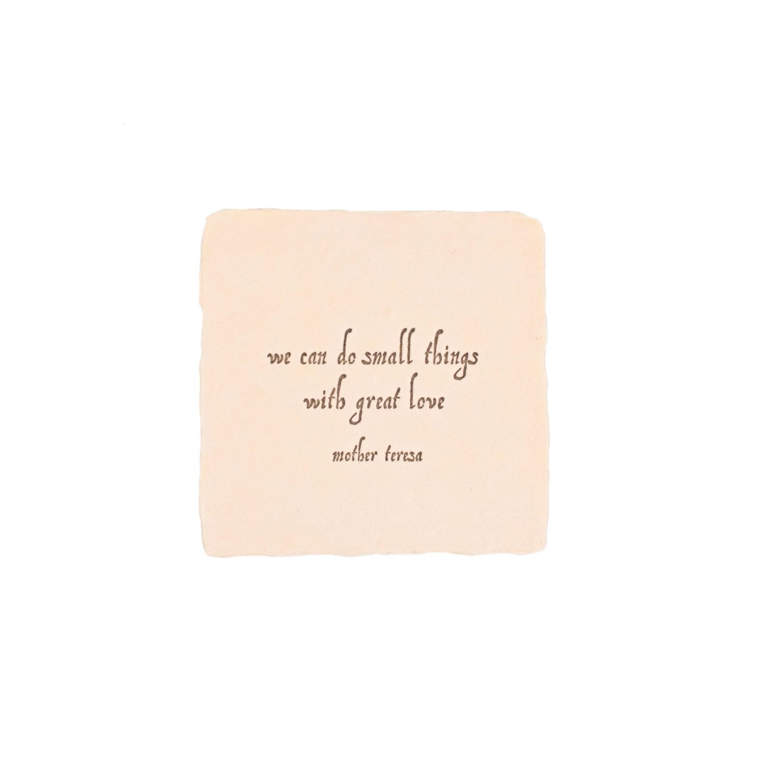 Mother Teresa Quote Blush Petite Wish Letterpress Enclosure