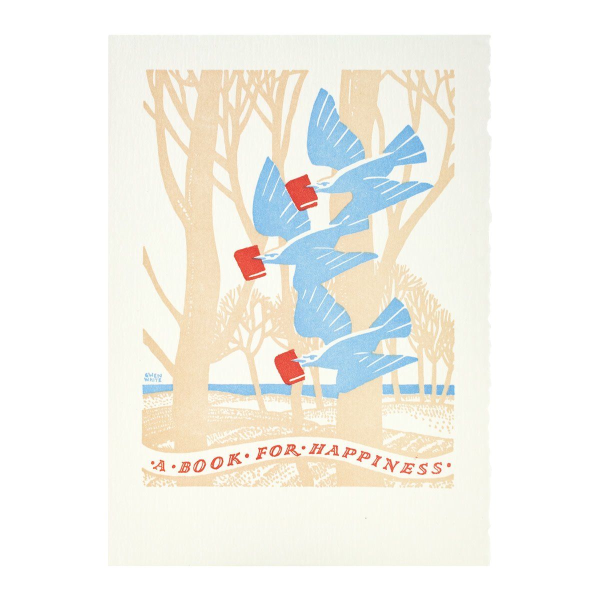 Book Birds Letterpress Card