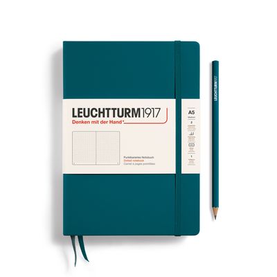 Leuchtturm1917 A5 Medium Hardcover Notebook - Pacific Green, Dotted