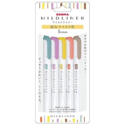 Zebra Mildliner Dual-Tip Highlighter (Set of 5)