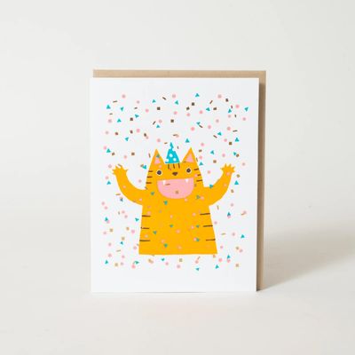 Confetti Cat Letterpress Card
